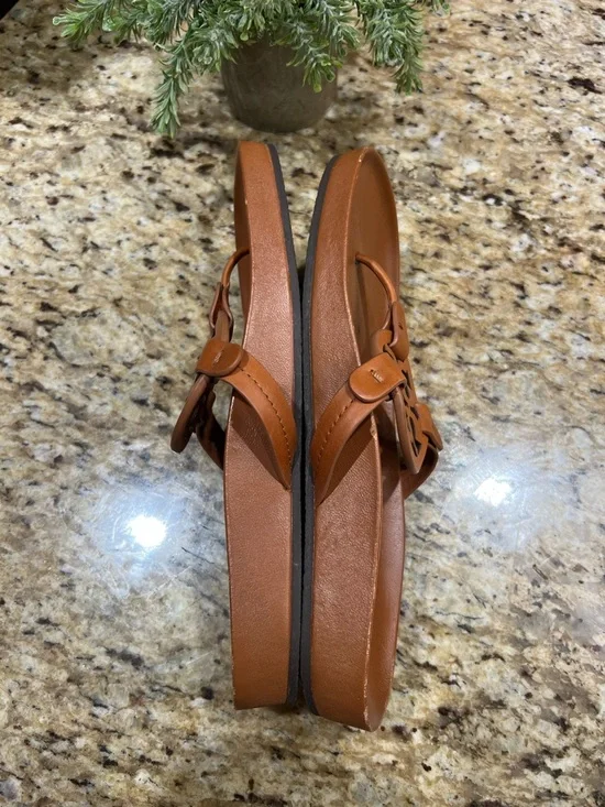 Tory Burch Miller Cloud Caramel Brown Leather Sandals 8.5 - Picture 5 of 11